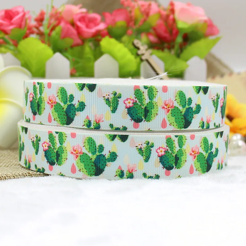 10 ярдов партия 7/8 дюймов 22 мм 160830004 кактус дизайн печатных grosgrain ленты|printed