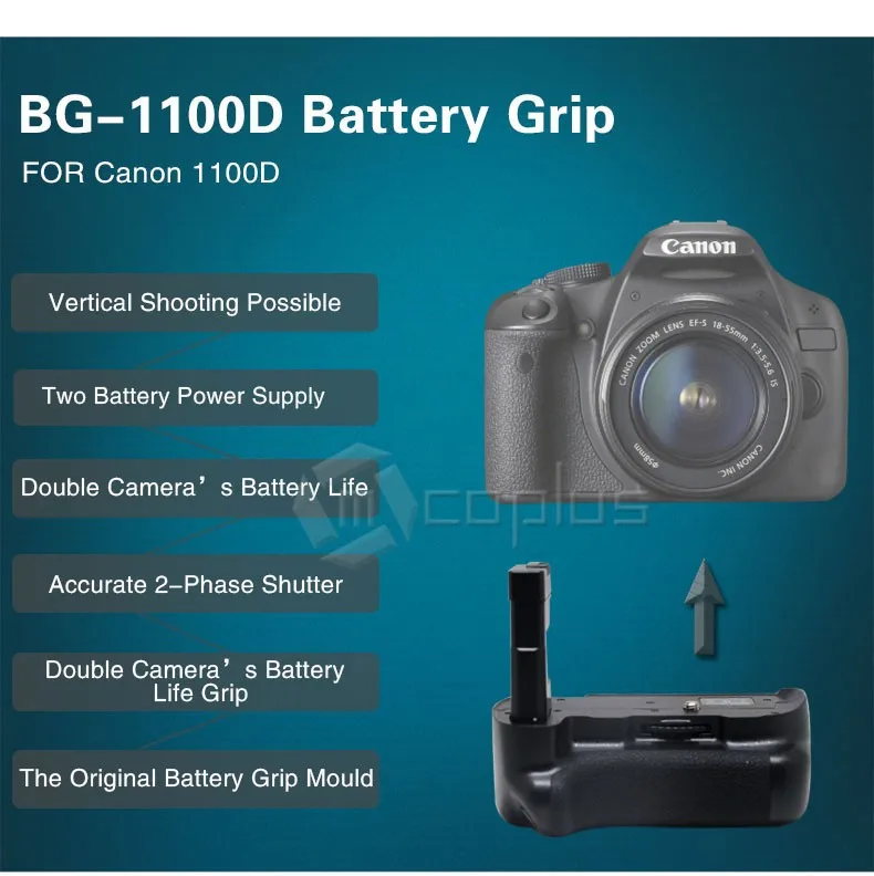 Mcoplus BG-1100D вертикальный батарейный блок держатель для камеры Canon EOS 1100D Rebel T3 работает с LP-E10, как Meike MK-1100D