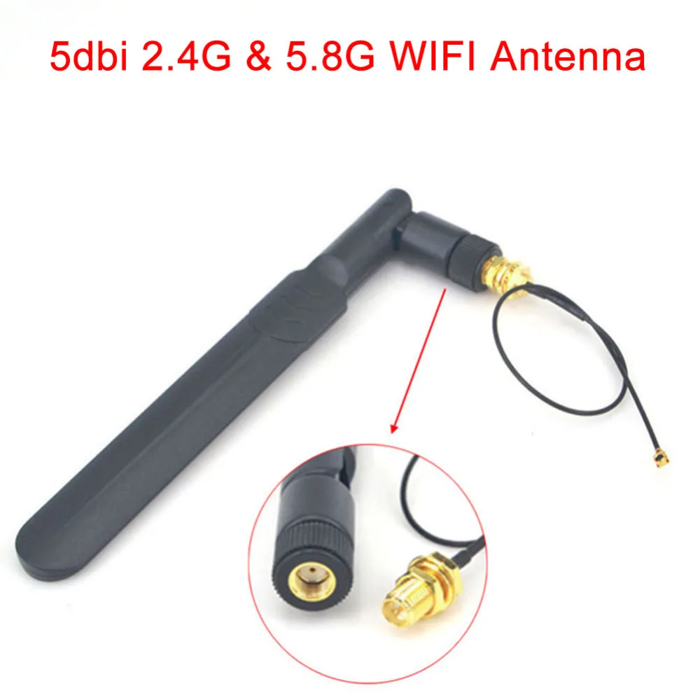 5 шт./лот wifi антенна 2 4 ГГц/5 8 ГГц Omni двухдиапазонный 5dbi RP SMA male + Mini PCI U. FL к Female 1 13 Pigtail