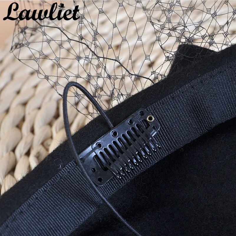 

Women Dress Fascinators Winter Beret Bow Veil Wool Hats Women Pillbox Hat Formal Cocktail Wedding Church Headpiece A042