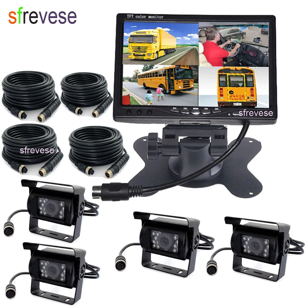 4x 4Pin 18 LED IR Car реверсивная запасная парковочная камера + 7 &quotLCD 1/2/3/4 раздельный