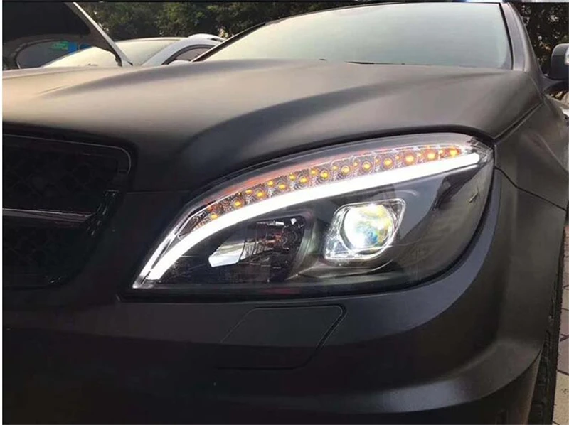 Новые фары автомобиля Стайлинг для Benz C-Class W204 фары 2007-2011 двойной луч объектив проектор ксеноновые HID фары светодиодные DRL