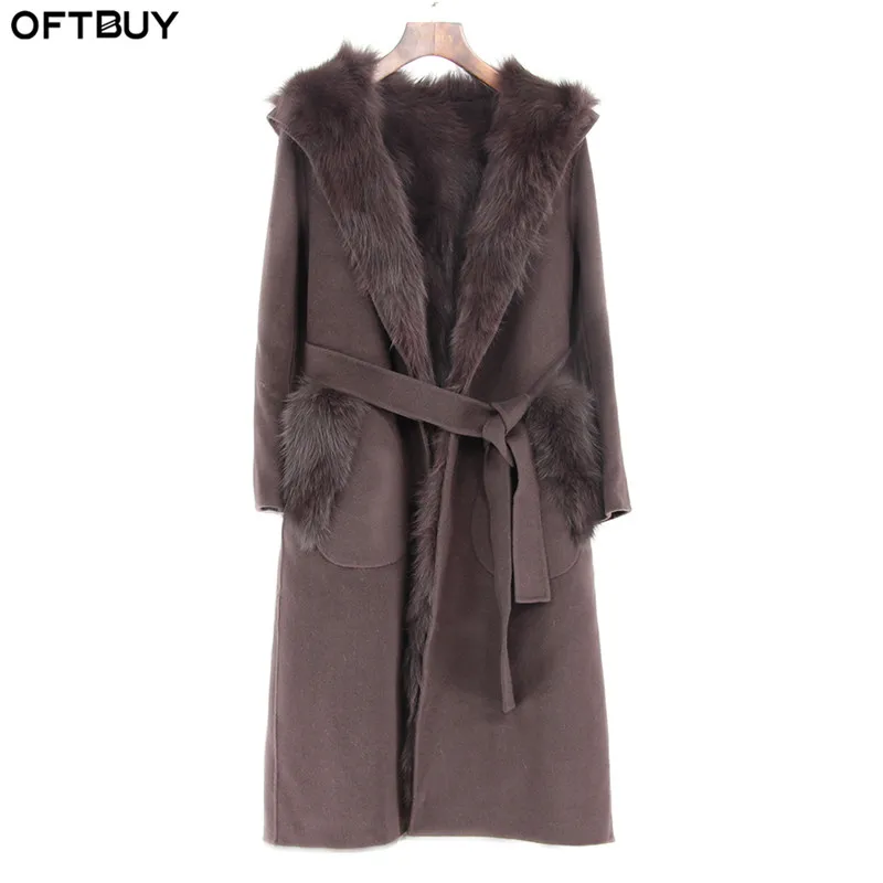OFTBUY бренд 2018 Новый повседневный розовый мех пальто зимняя куртка Женская парка