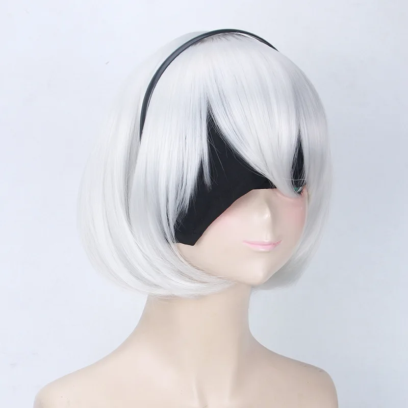 2B парик для косплея NieR: Automata YoRHa короткий косплей Косплей Хэллоуин карнавальный