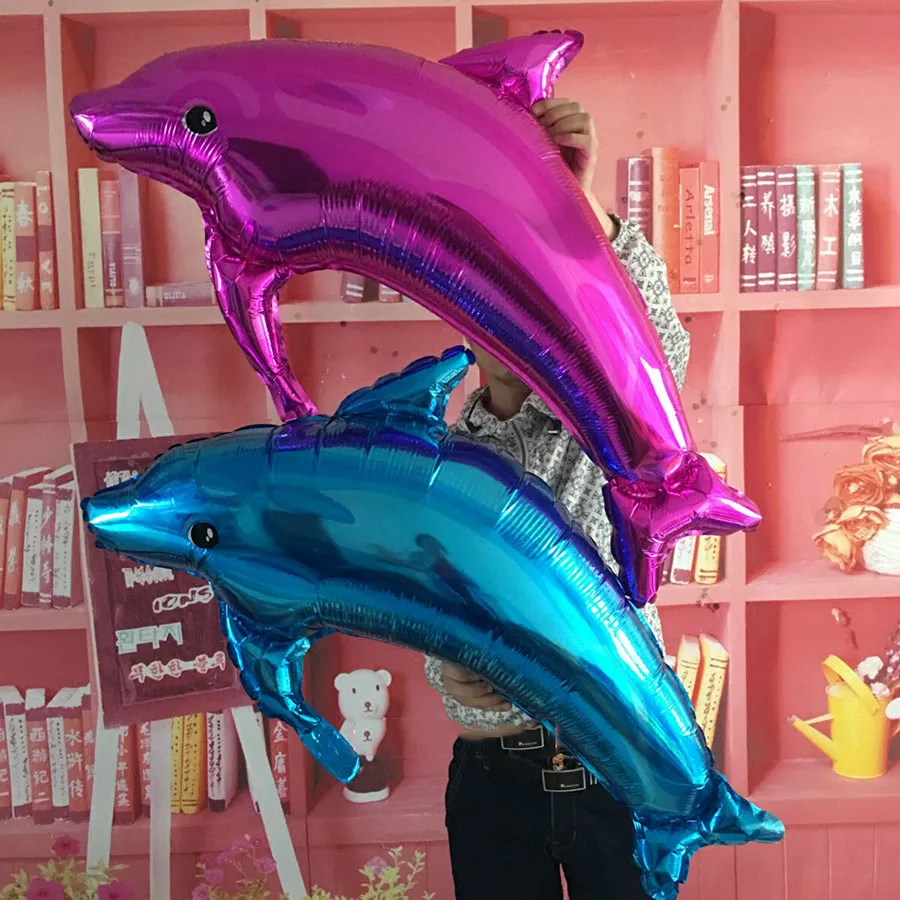 Большой розовый синий Дельфин фольга Гелиевый шар День рождения Свадьба