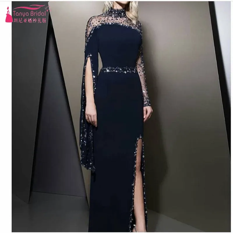 Роскошное вечернее платье Marocain Islamic abaya в Дубае с длинным рукавом vestido longo марокканский кафтан винтажное платье для выпускного вечера DQG189