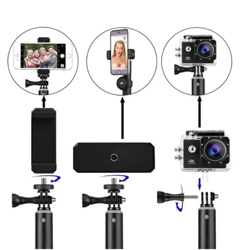 Anordsem, регулируемая алюминиевая палка для селфи, монопод для GoPro Hero 7 6 5, черный, серебристый, Session Xiaomi Yi 4K Sjcam Sj4000 camera