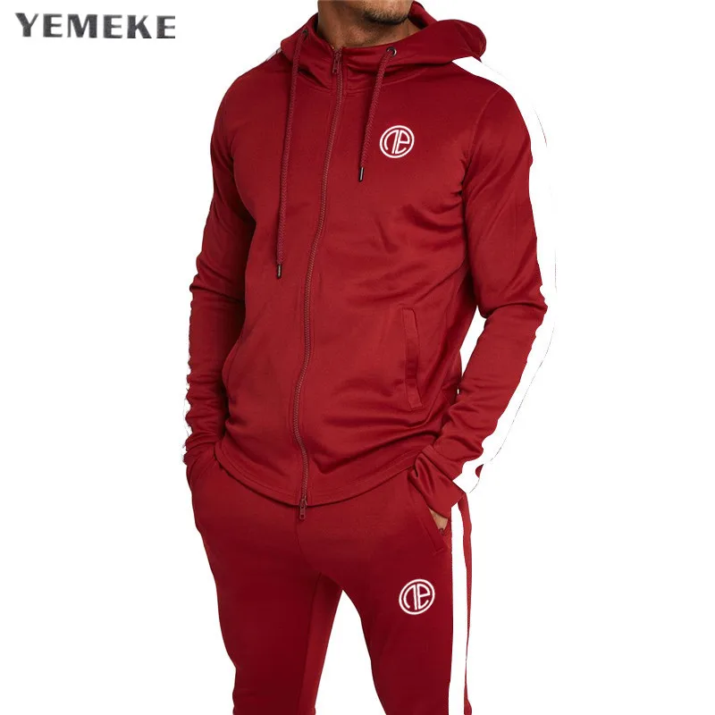 Red Yomeke осень зима новые толстовки на молнии мужские уличные модные спортивные толстовки с буквенным принтом плюс - Цвет: Red