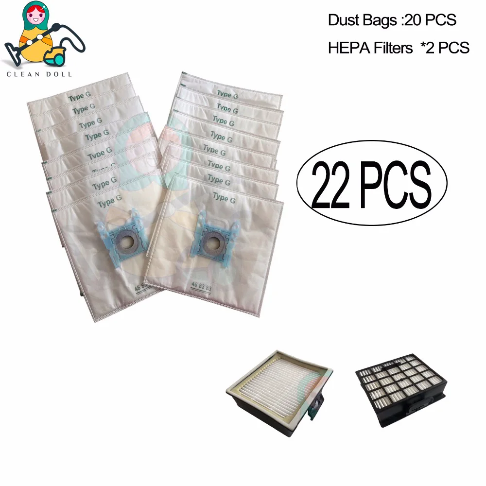 BOS-BGFT-22PK 2X HEPA фильтр 20X мешки для пыли Bosch пылесос Тип G BSG6 GL-30 BSGL4 GL-40 GL30 мешки - Цвет: BOS-BGFT-22PK