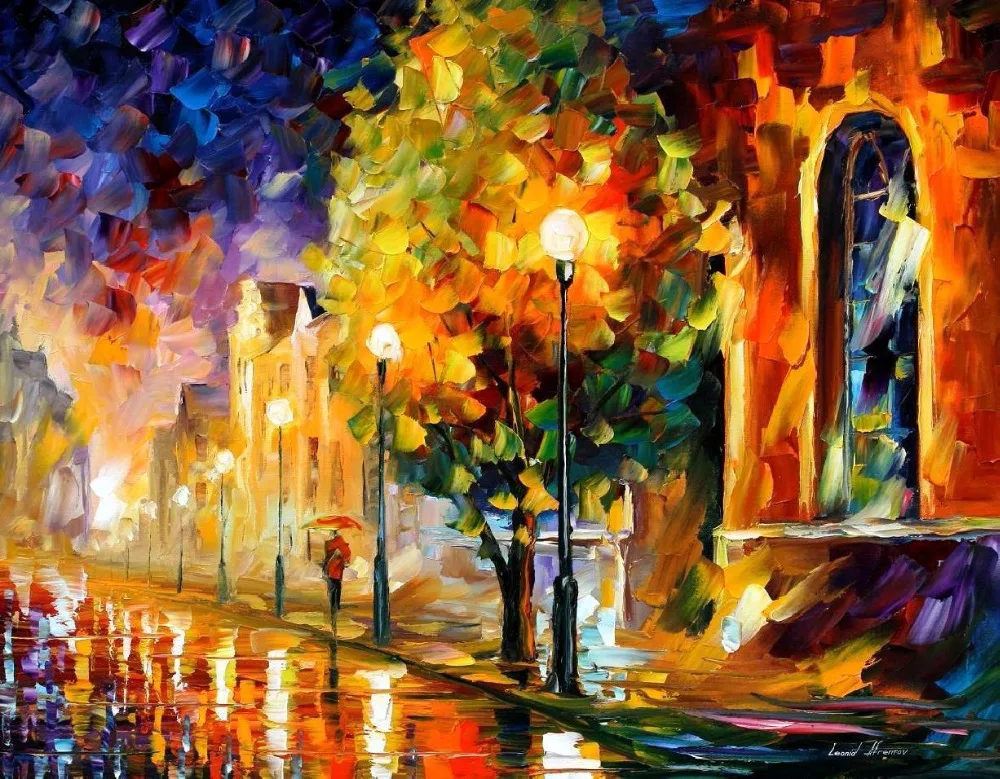 

Palette Knife oil paintings before sunrise modern art landscapes city scenes beautiful canvas artwork for kitchen room Handmade