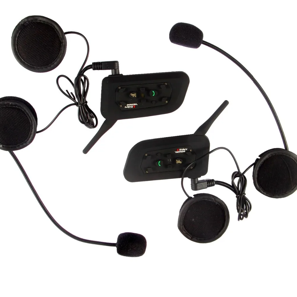 2 шт. V6 мотоциклетный домофон Bluetooth шлем гарнитуры для 6 гонщиков переговорные 1200 м беспроводной Intercomunicador мото Поддержка MP3