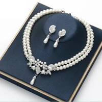 pearl necklace earrings set bride wedding accessorieswedding jewelry set chain wholesalechh231