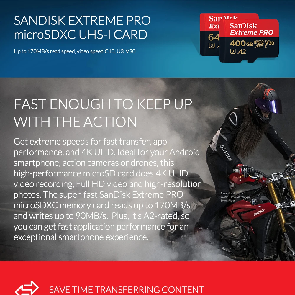Карта памяти SanDisk Extreme Pro Micro SD карты C10 V30 U3 170 МБ/с. 64 Гб 128 ГБ 256 Гб 400 Гб TF карты 4 K HD для Камера Дрон/планшет