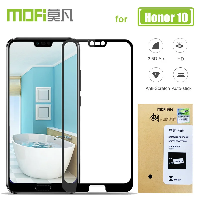 Для huawei Honor 10 стекло Mofi полное покрытие 2.5D Закаленное Honor10 Защита экрана для