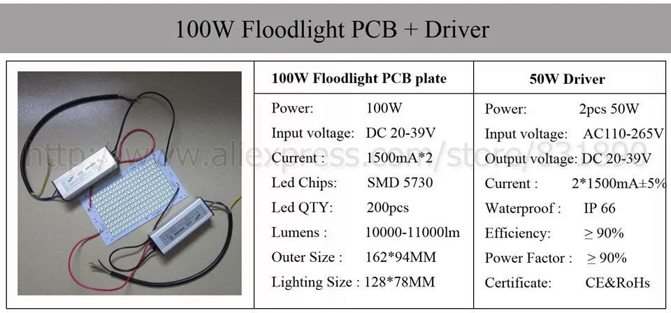 2 шт. в наборе, светодиодный pcb+ драйвер 110 V/220 V Водонепроницаемый 10W 20W 30W 50W 100W 150W 200W Алюминий PCB с SMD5730 светильник наводнения источник светильник пластина