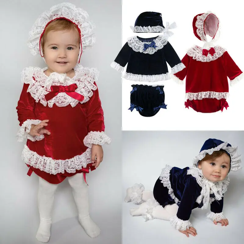 Набор одежды для новорожденных девочек Pudcoco из золотистого бархата с цветочным