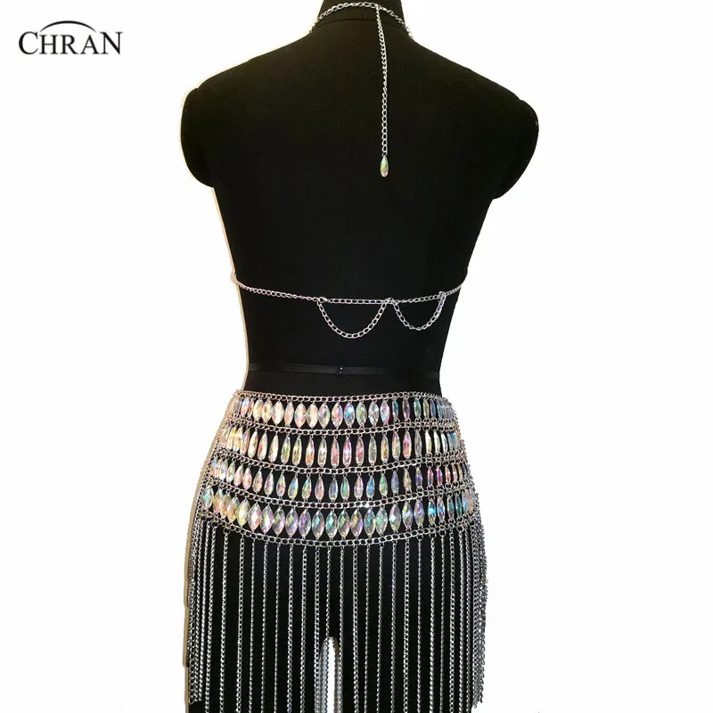Ирригационный кроп-топ Chran с цепочвечерние и мини-юбкой Пляжное ожерелье