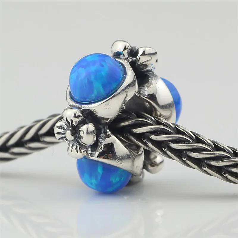 Genuine 925 Sterling Silver Blue Triangle Charm Beads Fit Original Brand Bracelet Jewelry Guava Vintage Bead for Making | Украшения и