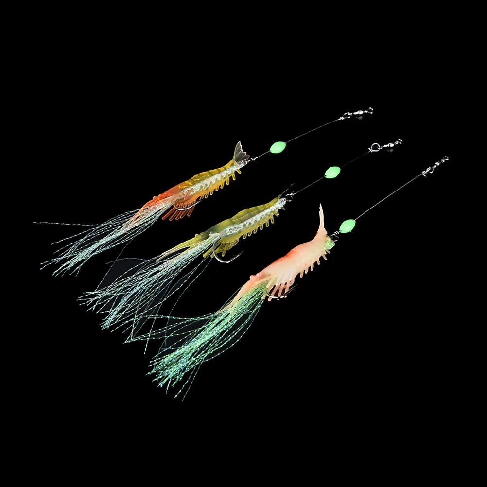 

3Pcs/lot Silicone Soft Bait Luminous Shrimp Fishing Lure Artificial Baits Carp Fishing Tackle