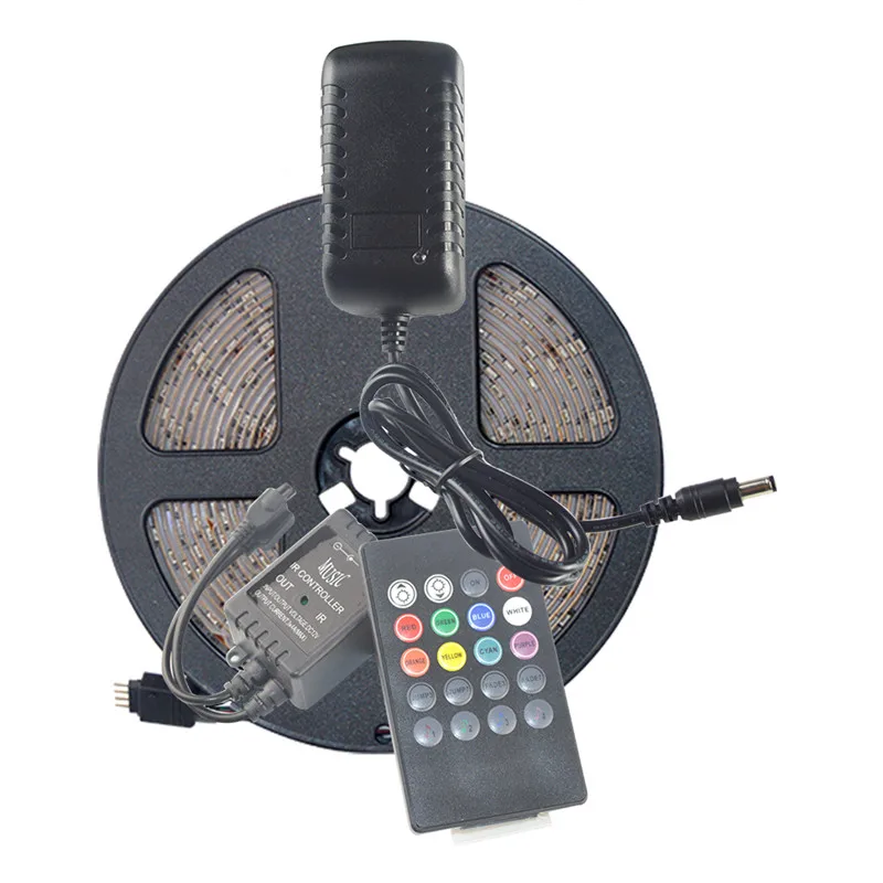 music 5m full set SMD 2835 RGB Светодиодная лента Водонепроницаемая 5 м 10 м 15 м Rgb ленточный светильник с блоком питания управление музыкой рождественский свет домашний декор - Испускаемый цвет: music 5m full set