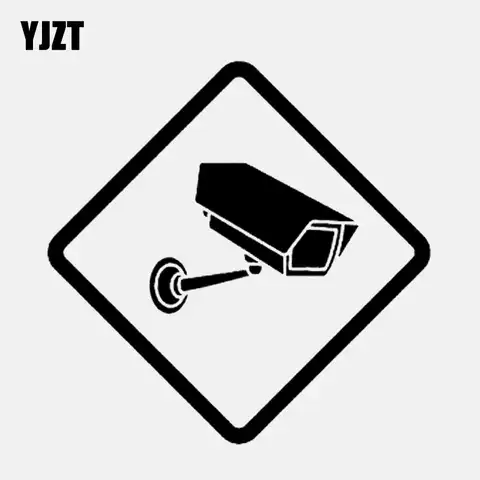 YJZT, 13,5 см * 13,5 см, виниловая черная/Серебристая Автомобильная наклейка для камеры видеонаблюдения Cctv
