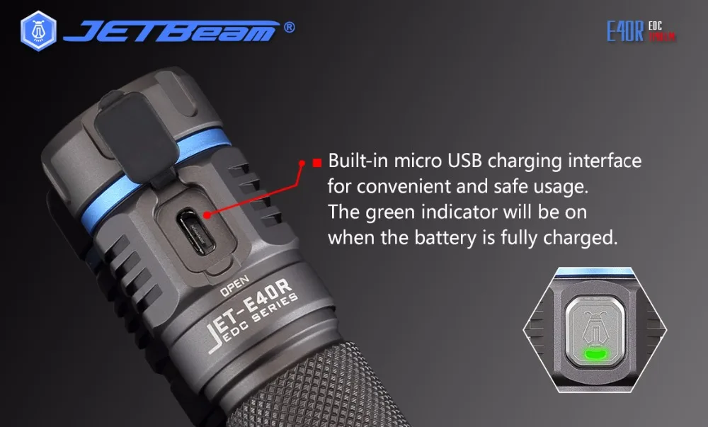 JETBeam E40R SST40 N4 BC светодиодный 1100 люмен светодиодный фонарик с 18650 литий-ионный аккумулятор Батарея для самостоятельного Defens
