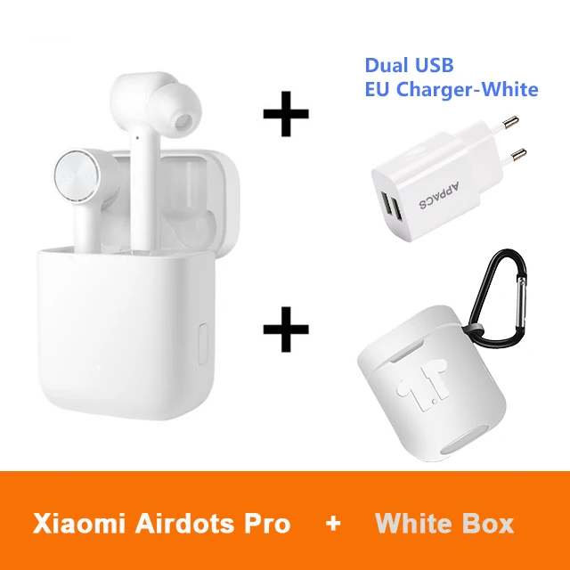 Оригинальные Xiaomi Airdots Pro TWS наушники Bluetooth беспроводные стерео ANC переключатель ENC Авто пауза кран управление наушники - Цвет: AddCharger WhtieCase