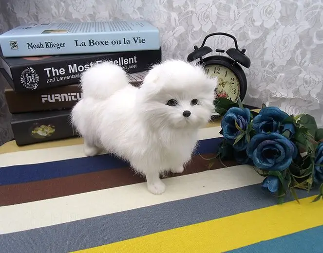

about 20x16cm white dog chow chow model ,polyethylene&real furs handicraft Figurines & Miniatures decoration toy gift a2967