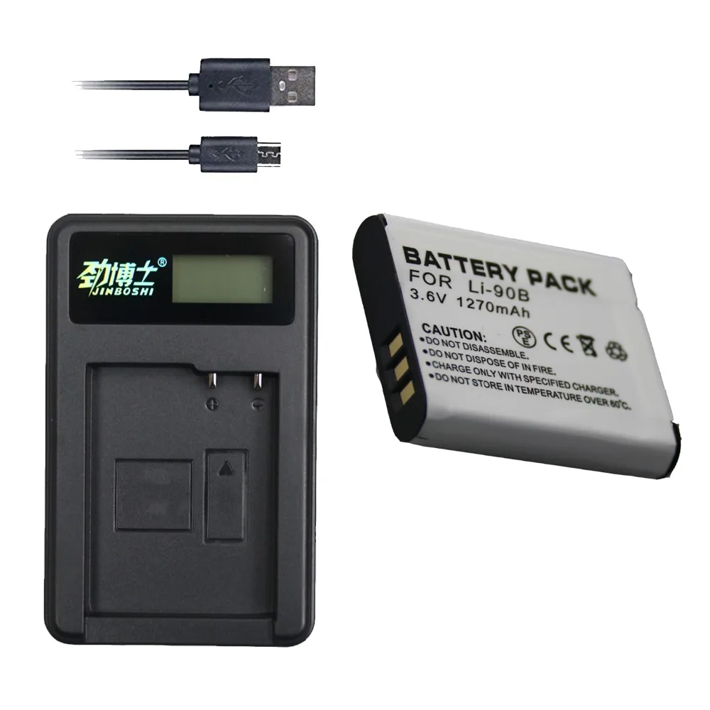 1 х 1270 мАч LI-90B LI-92B LI90B 90B батарея + ЖК-дисплей USB одно зарядное устройство для Olympus Tough