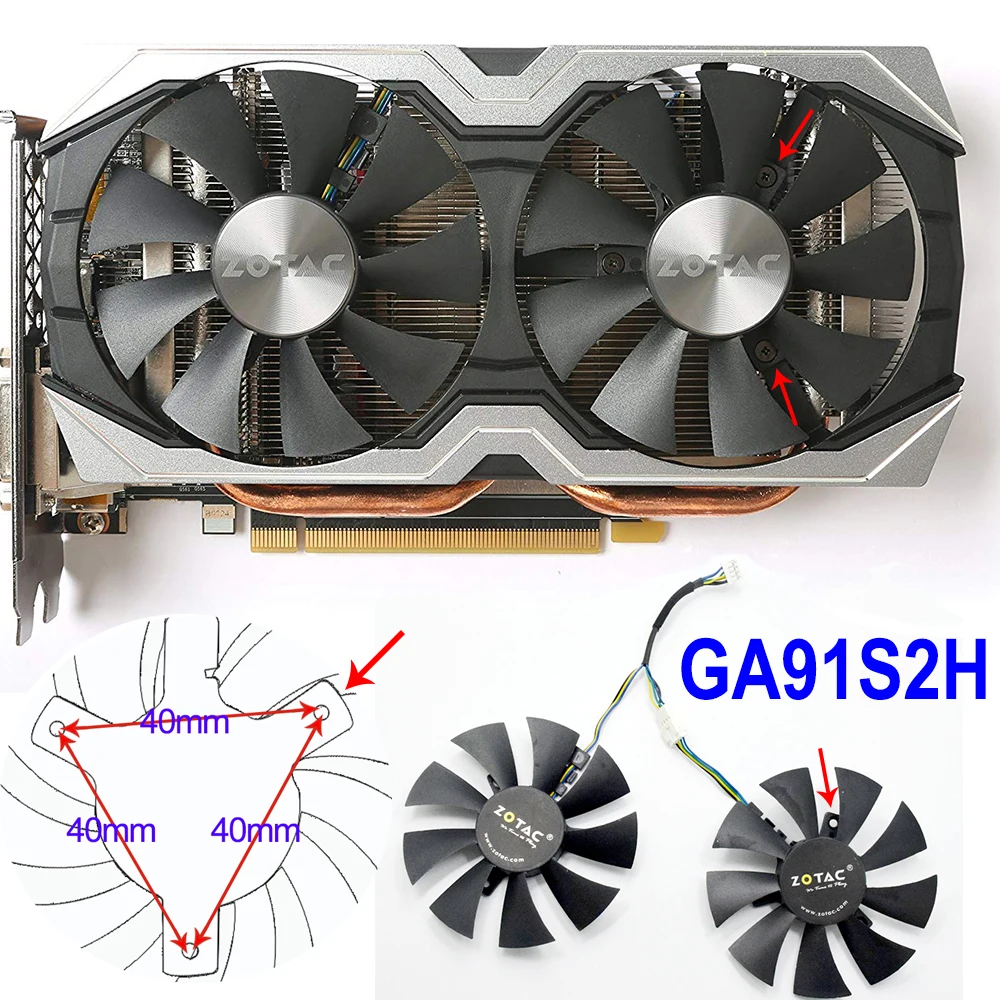 Новый 85 мм GA91S2H GFY09010E12SPA 4 контактный кулер вентилятор замена для ZOTAC GeForce GTX 1060 AMP