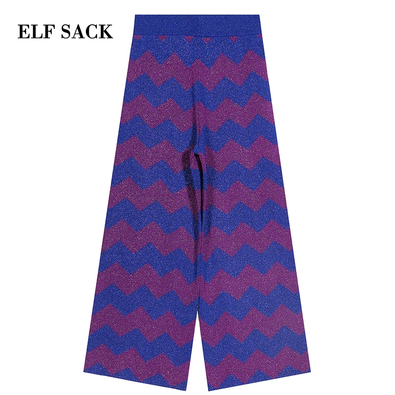 ELFSACK зимние новые стильные женские штаны повседневные в полоску Женские Широкие