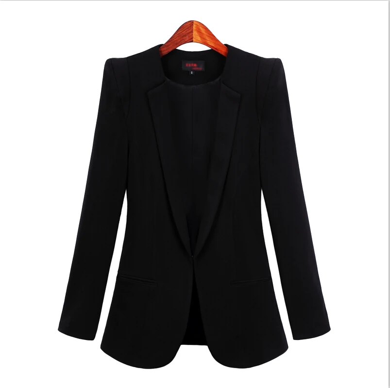 Korean version of the small suit jacket female autumn spring new Slim long sleeve OL office pure color large size | Женская одежда