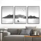 Китайский туман, Горный пейзаж, холст, живопись, декоративные настенные картины для гостиной, куадро, чернильная живопись, чайная комната, фрески