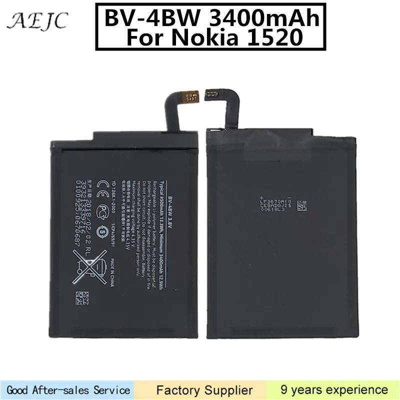 BV 4BW 3400mAh для Nokia Lumia 1520 батарея замена Bateria|Аккумуляторы мобильных телефонов| |