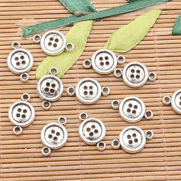 

60pcs tibetan silver color button design connector H3463