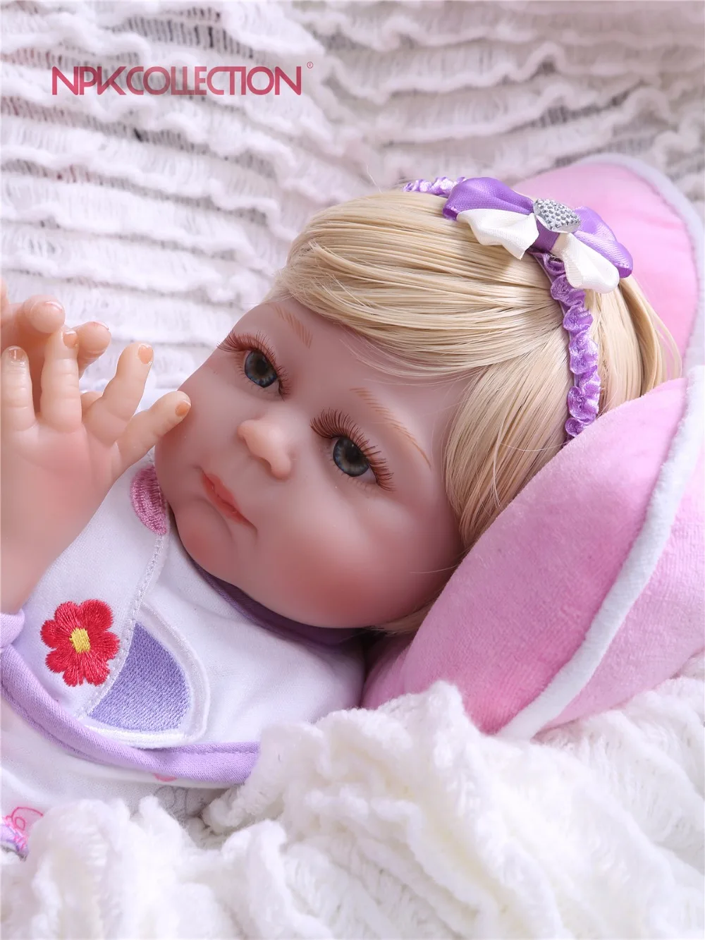 NPK 46 см красный reborn куклы Мягкие силиконовые детские куклы bebe Принцесса reborn Красивая фиолетовая одежда сердце плюшевая кукла в подарок детские игрушки