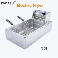 commercial 2 sieves big tanks electric deep fryer french fries machine oven pot food frying machine fried chicken row cooker