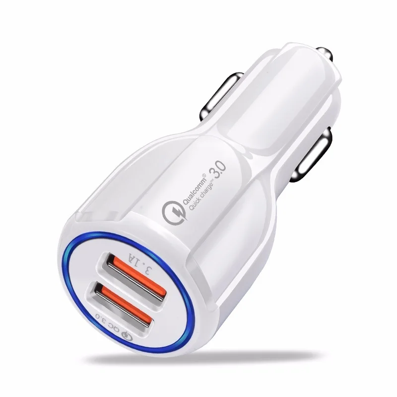 Автомобильное USB зарядное устройство Shangke Quick Charge 3,0 2,0 зарядное устройство для мобильного телефона 2 порта USB быстрое автомобильное зарядное устройство для iPhone samsung Tablet Car-Char - Тип штекера: white
