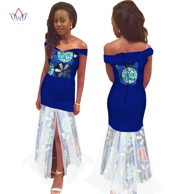 

BRW Summer Women Dress African Print Clothing Sleeveless Mermaid Party Dresses Maxi Dress Dashiki Plus Size 6XL WY1615