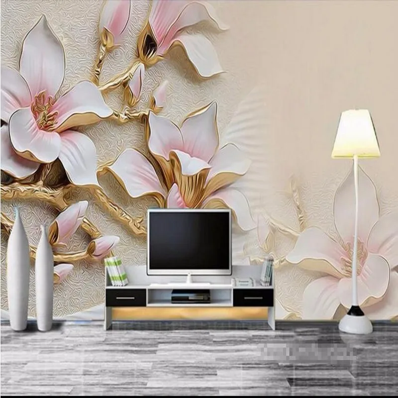 

Beibehang Custom wallpaper wallpaper magnolia blooming mural wallpaper living room bedroom background wallpaper for walls 3 d