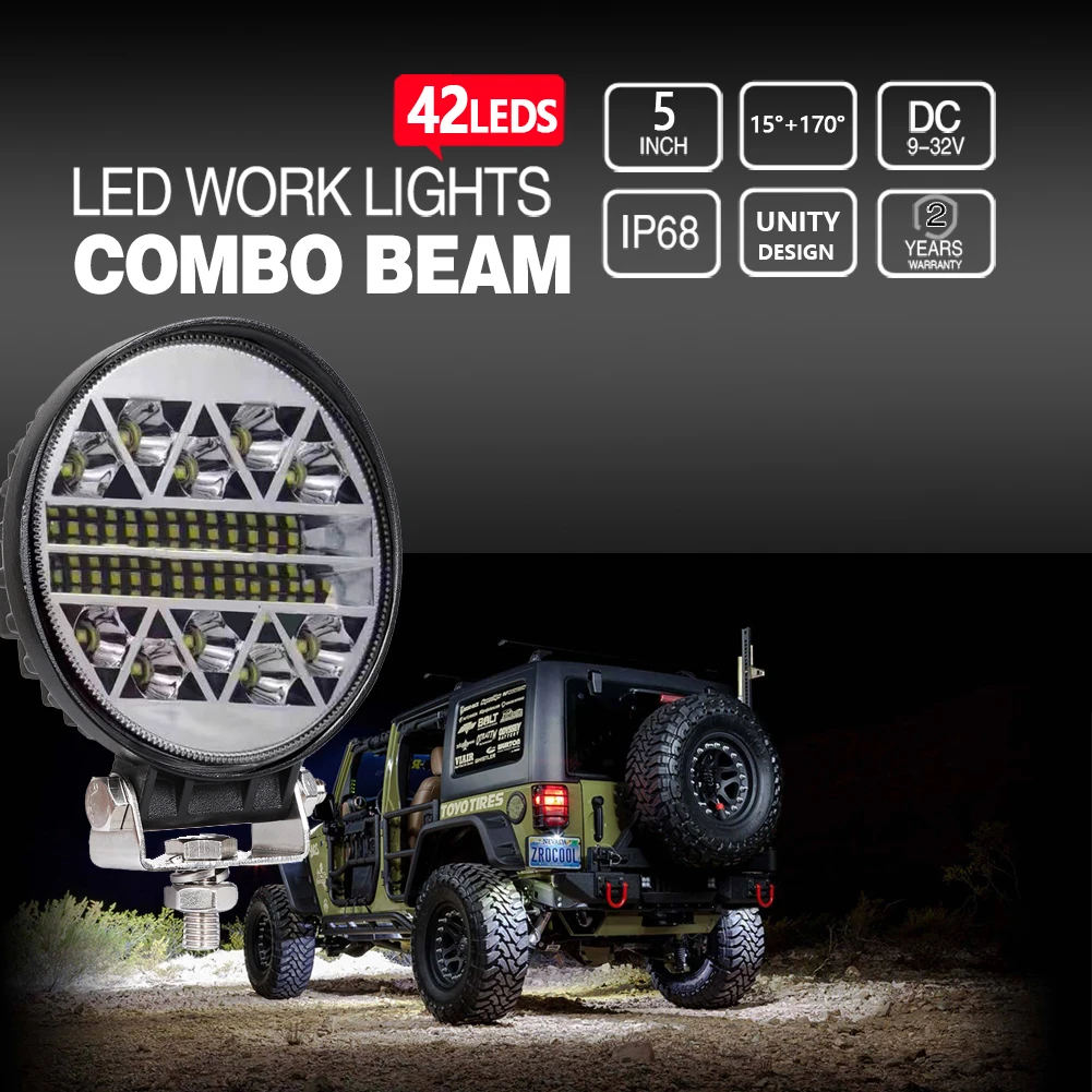ADZOON 126w 4-дюймовый автомобильный рабочий свет 10 30V 4WD 12v для внедорожных грузовиков