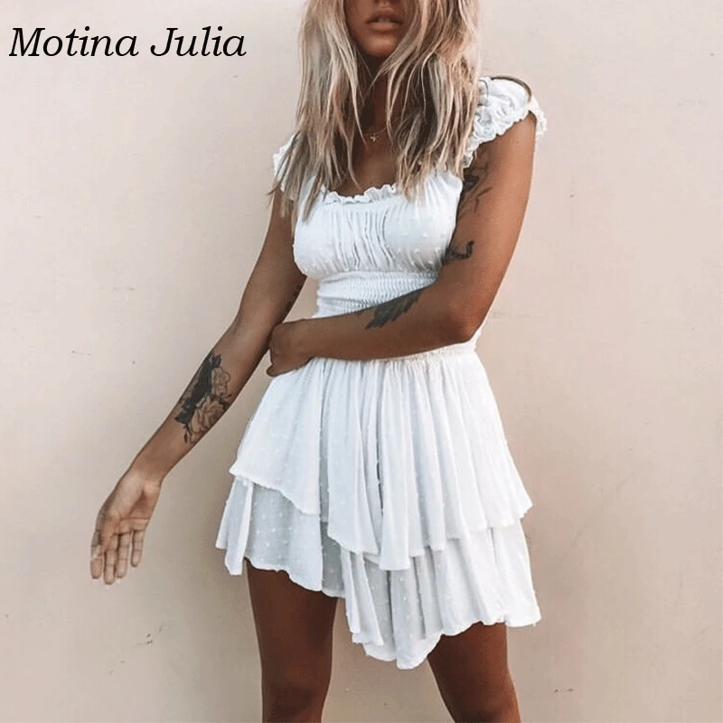 Motina Julia 2019 летний жаккардовый комбинезон женский короткое платье в богемном