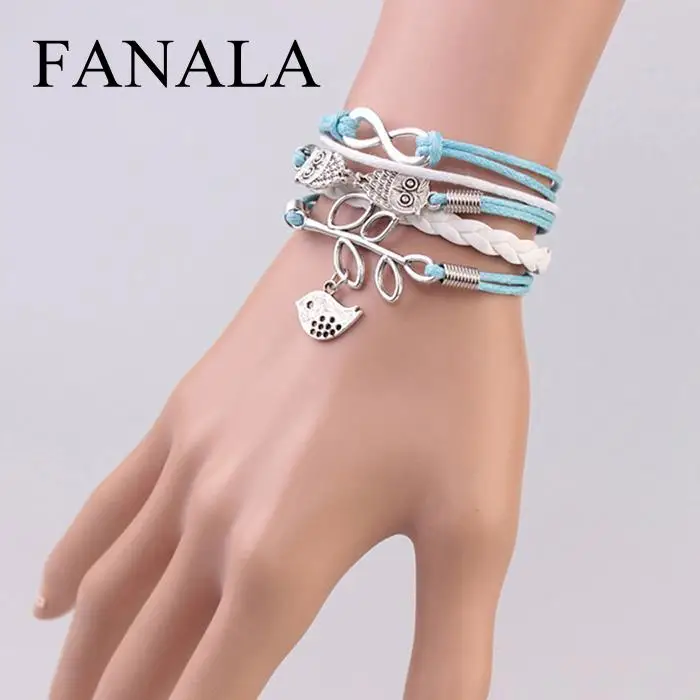 Vintage Fashion Style Animal Plants Figure 8 Pendant Braided Bracelet Jewelry | Украшения и аксессуары