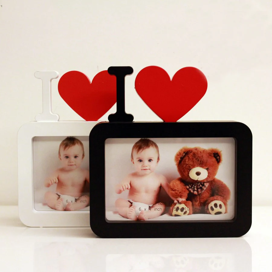 Я люблю тебя 6 дюймов фоторамка красный в форме сердца с одной фотографии для