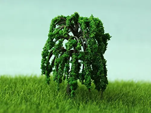 Милая зеленая ива дерево смолы ремесла микроландшафты DIY кукольный домик бонсай