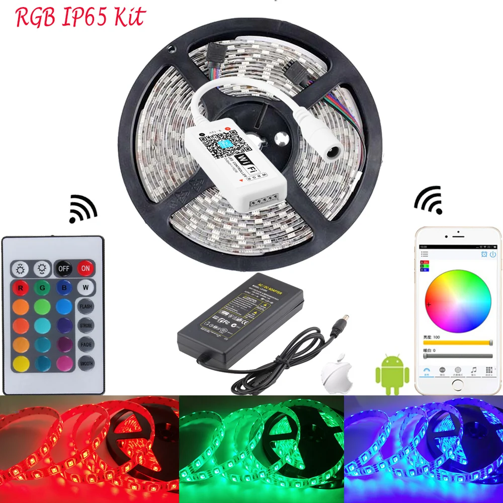 Светодиодные ленты 5050 RGB с Wi Fi осветительная лента 60 светодиодный одов/м IP65 IP67 IP68