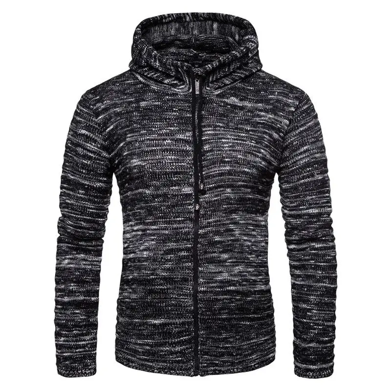 Мужские вязаные свитера на молнии с длинным рукавом повседневные плотные