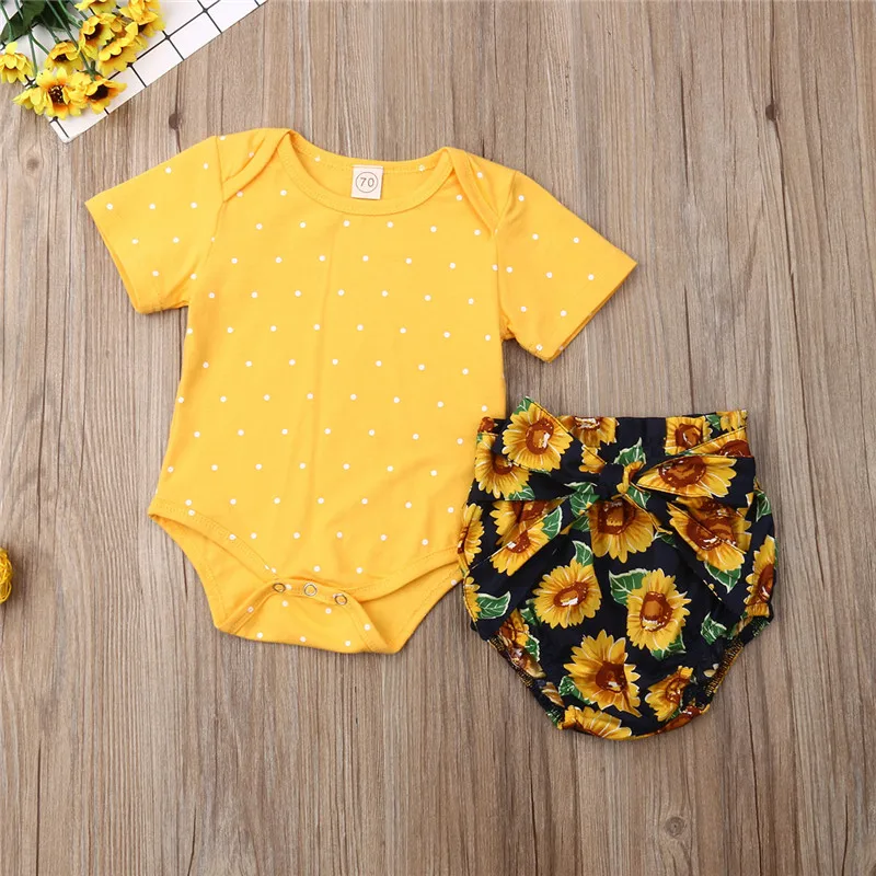 Комплект одежды для новорожденных и маленьких девочек летний Боди в горошек с