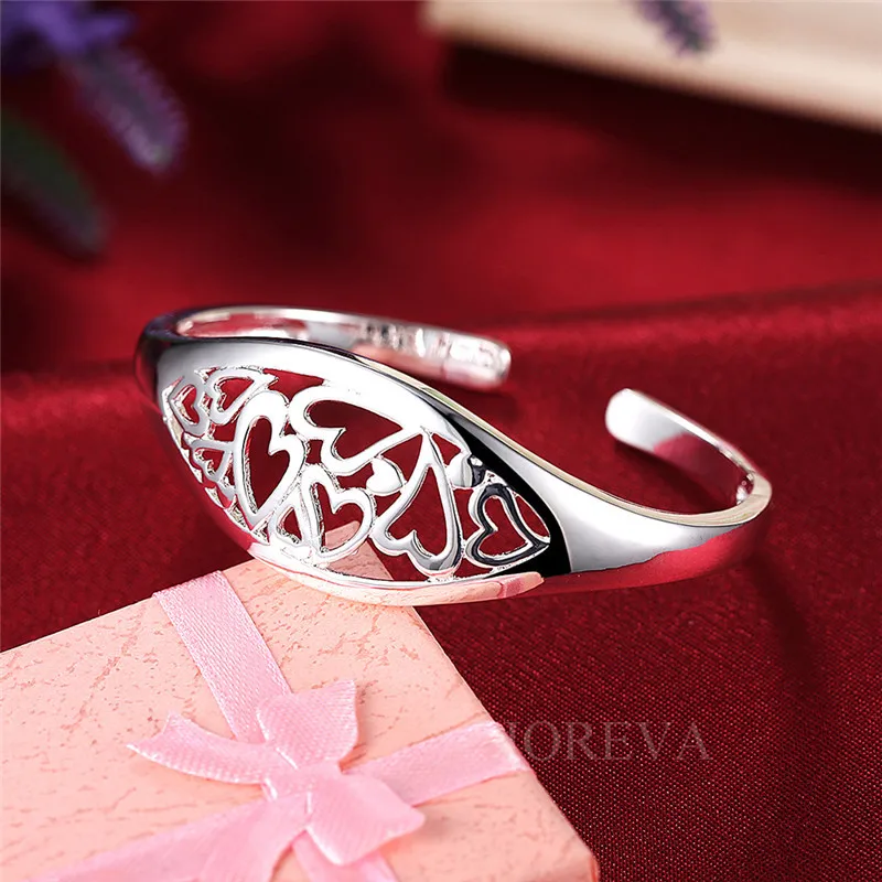 Сердце любовь браслет год сбора винограда для женщин посеребренные браслеты и