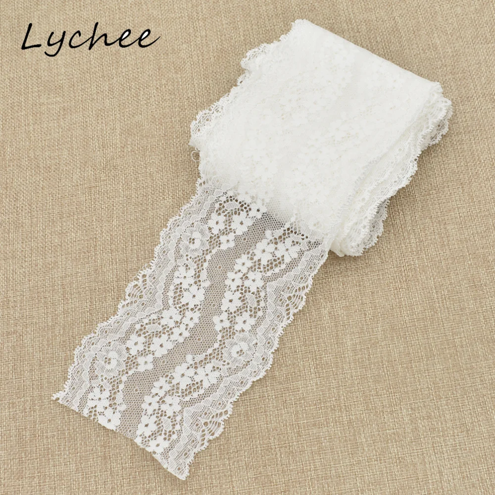 Lychee 5 ярдов полиэстер волокно цветочный вышитый кружевной отделкой мягкая